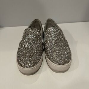 Michael Kors Silver Glitter Slip-On Sneakers